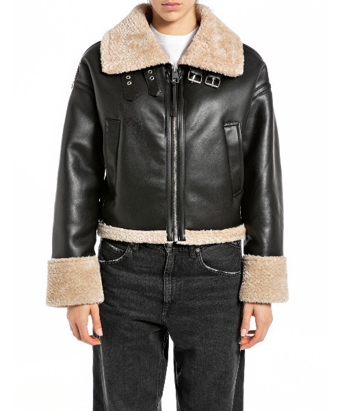 REPLAY（リプレイ） レザージャケット ライダース フェイクファー