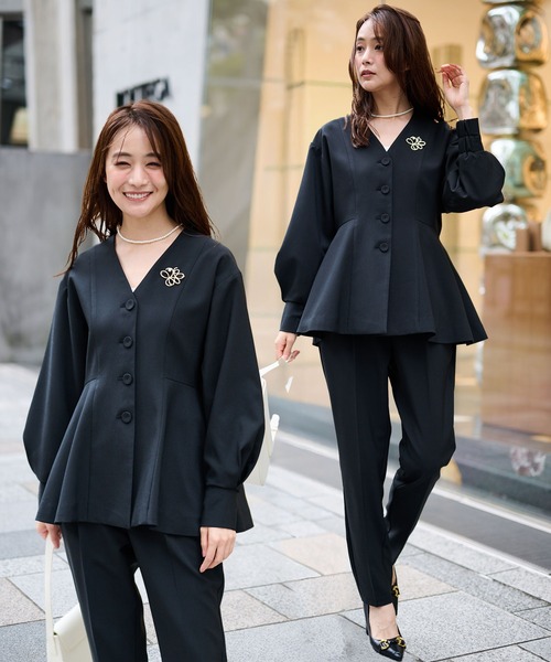 RANAN（ラナン） セットアップ 「2点セット」洗える/防シワ Vネック