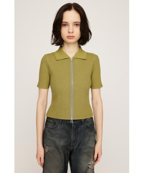 SLY（スライ） tシャツ FRONT ZIP CUT RIB TOPS フロントジップ
