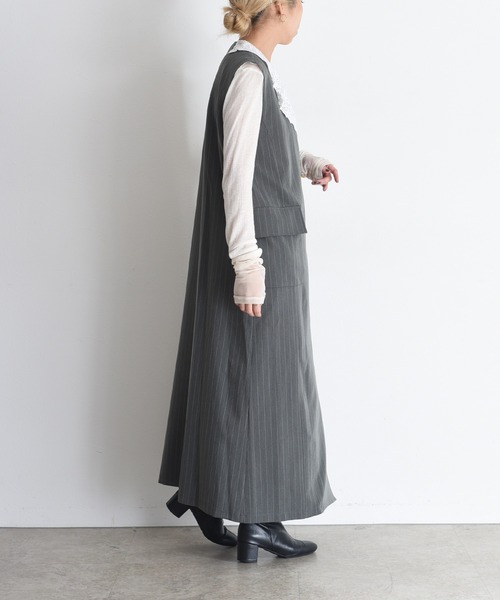 Eimee Law（エイミーロウ） ワンピース レースカラーZIPストライプ