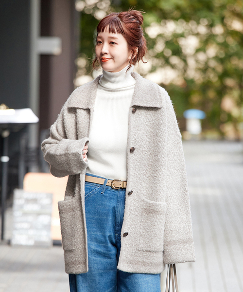 B.C STOCK（ベーセーストック） カーディガン 手洗い可 / ツイード調