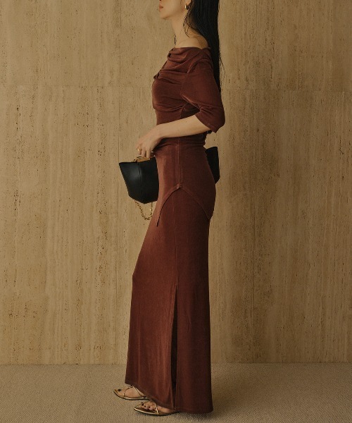 anuans（アニュアンス） スカート アセテートカットナロースカート