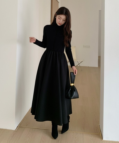 ワンピース タートルネックドッキングロングワンピース : ZOZOTOWN