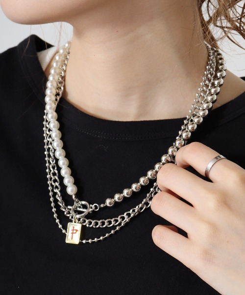 1004ST ネックレス 1004ST 3連シルバーネックレス ストリート ヒップ