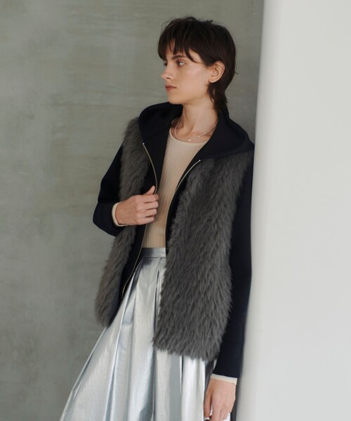 allureville（アルアバイル） ベスト ジレ ジャガードフェイクファー