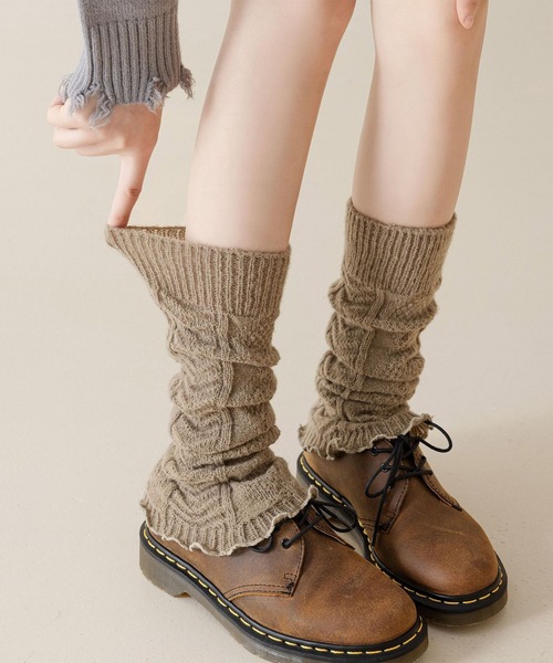 レッグウォーマー 「HOOK」for girls ダイヤ編み薄手レッグウォーマー