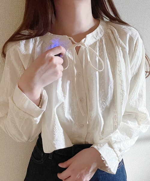 ブラウス シャツ フラワー刺繍ブラウス レディース : ZOZOTOWN Yahoo