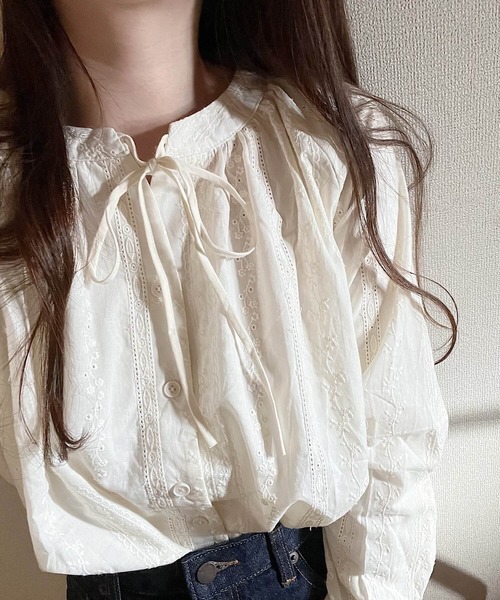 ブラウス シャツ フラワー刺繍ブラウス レディース : ZOZOTOWN Yahoo