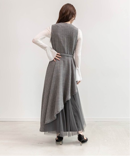 RANDA（ランダ） ワンピース チュールレイヤードジャケットワンピース