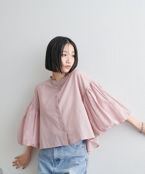 Discoat（ディスコート） ブラウス シャツ コットンシアー袖バルーン