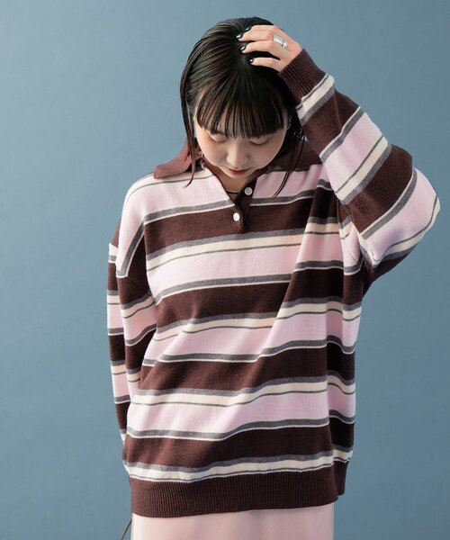 mystic（ミスティック） ニット セーター マルチボーダーラガーニット