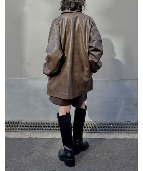 Re:EDIT（リエディ） ブルゾン アウター ミドル丈フェイクレザー