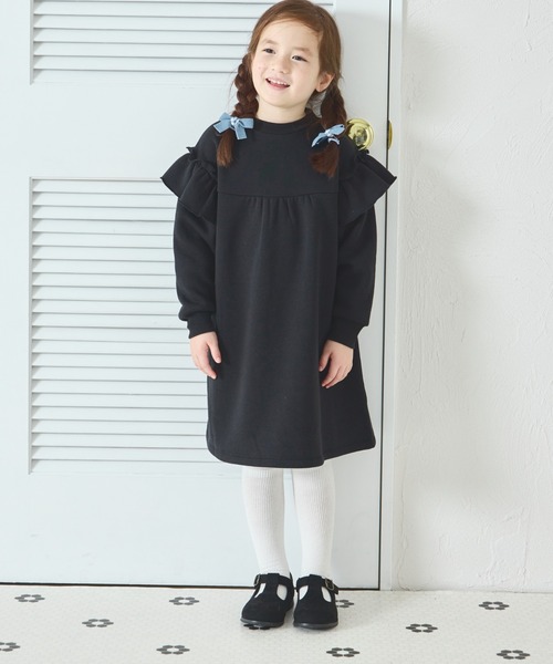 pairmanon（ペアマノン） ワンピース 裏起毛 肩フリル 切替え ギャザー