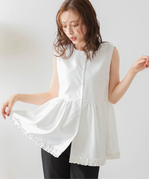 La-gemme（ラジェム） ブラウス シャツ 裾フリルペプラムトップス
