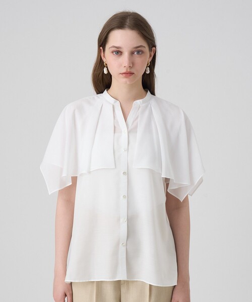 ANAYI（アナイ） ブラウス シャツ スパンローンケープラッフルブラウス