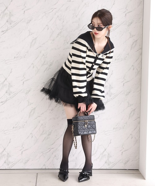 one after another NICE CLAUP カーディガン セーラーカラーニット