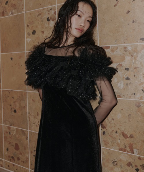 ANDRESD ドレス ボリュームラッフルレイヤードレス / volume ruffle