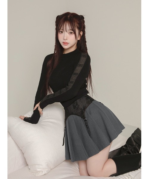 Darich（ダーリッチ） スカート ガーターデザインプリーツミニスカート