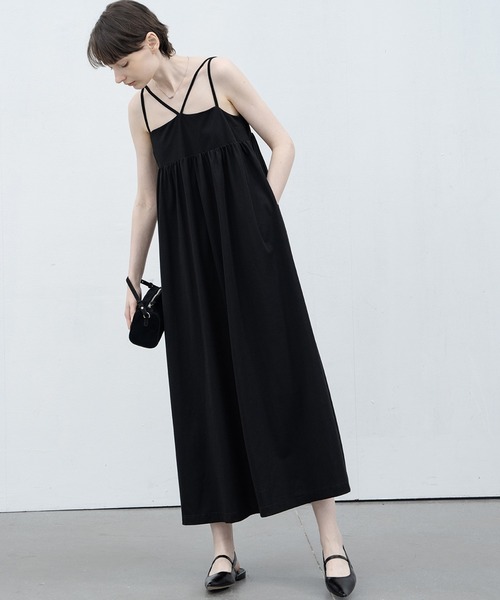 EKCOOKIES ワンピース 「 」フロントクロスストラップキャミワンピース