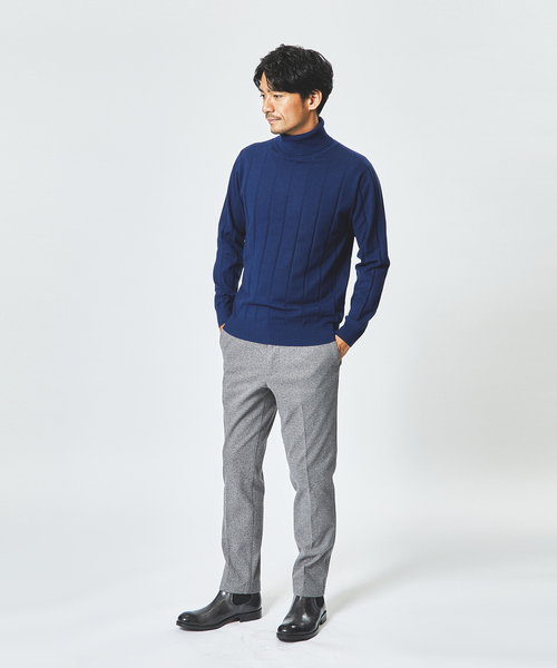 ABAHOUSE GRAY セーター ニット 「カシミアタッチ」シャドーストライプ