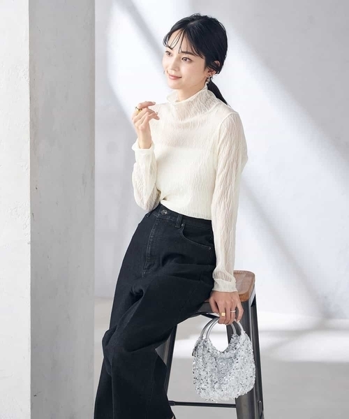 a.v.v（アー・ヴェ・ヴェ） tシャツ シアーウェーブハイネックトップス