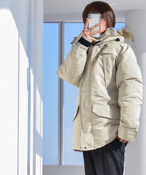 モッズコート コート タスラン 中綿フードファージャケット メンズ