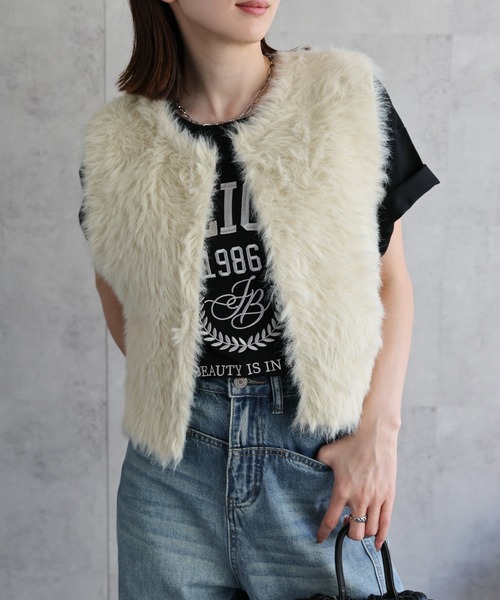 sakishimatokyo ベスト ジレ ミンクライク ショートジレ/ベスト