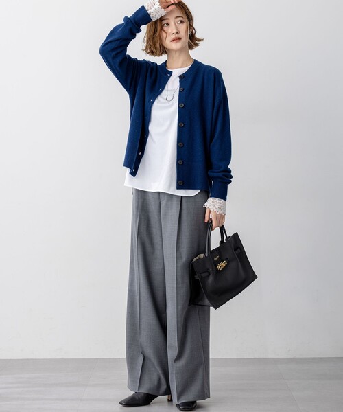 23区（ニジュウサンク） カーディガン ピュアカシミヤ クルーネック