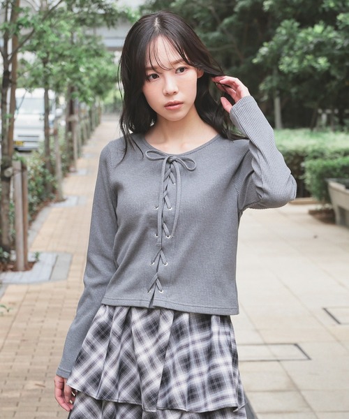 Honeys（ハニーズ） tシャツ レースアップトップス レディース