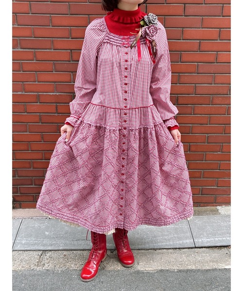 PINK HOUSE（ピンクハウス） ワンピース ギンガムチェックミディ