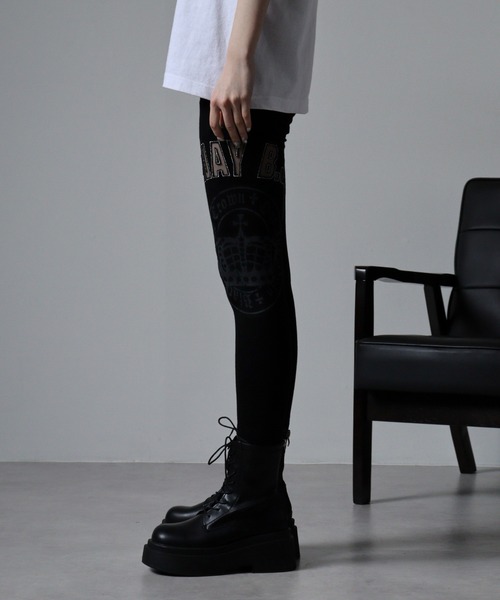 BLACK JACKALL CROWN レギンス スパッツ メッシュ ロゴ 刺繍 レギンス