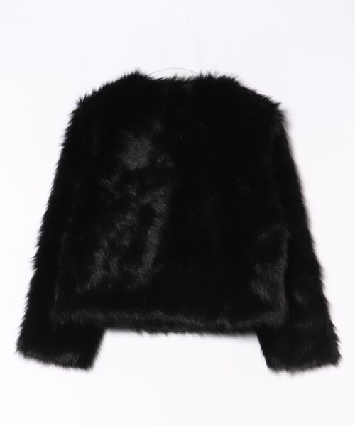 ノーカラーコート コート フェイクファー ショート丈 レディース
