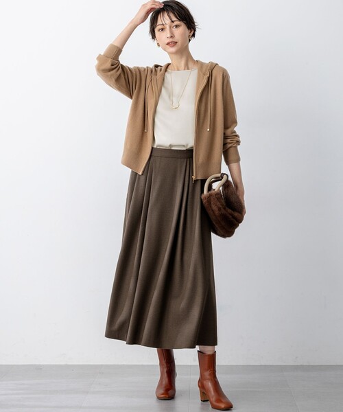 23区（ニジュウサンク） パーカー ピュアカシミヤ ジップアップ ニット