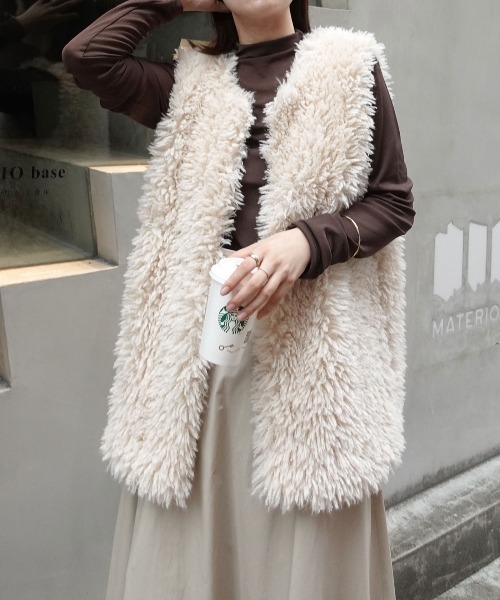 CORNERS（コーナーズ） ベスト ジレ プードルボアベスト レディース