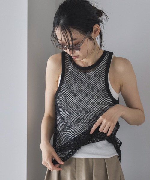feepur（フェピュール） タンクトップ ノースリーブ メッシュタンク