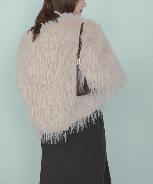 H.TOKYO ブルゾン アウター 短丈ノーカラーフェイクファージャケット