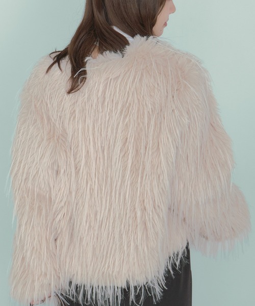 H.TOKYO ブルゾン アウター 短丈ノーカラーフェイクファージャケット