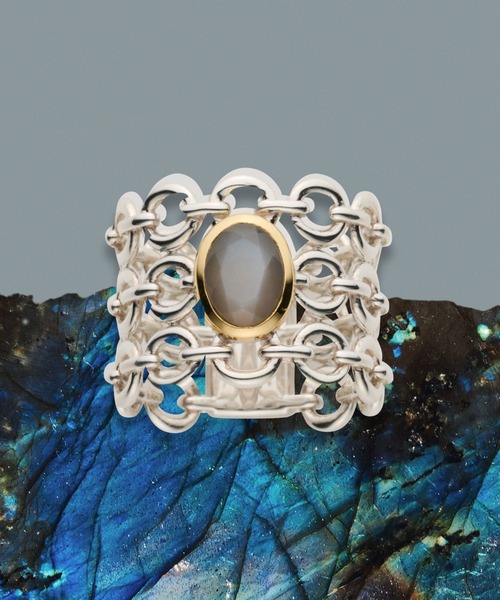 LAH 指輪 リング シルバー ラブラドライト リング メンズ レディース