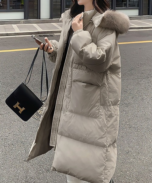 LOWO ダウンコート ダウンジャケット ロングダウンコート ファー