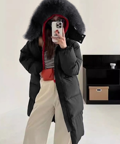 LOWO ダウンコート ダウンジャケット ロングダウンコート ファー