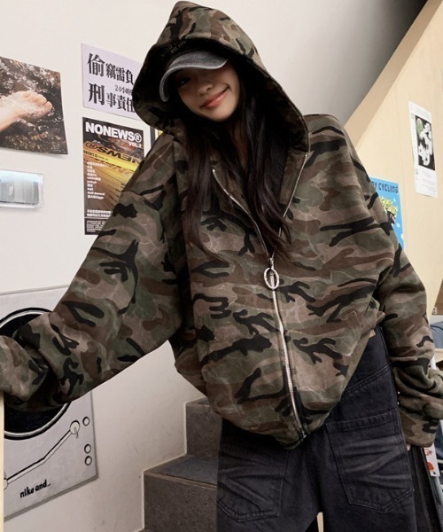 DEVICE（デバイス） パーカー カモフラ 迷彩 パーカー 韓国