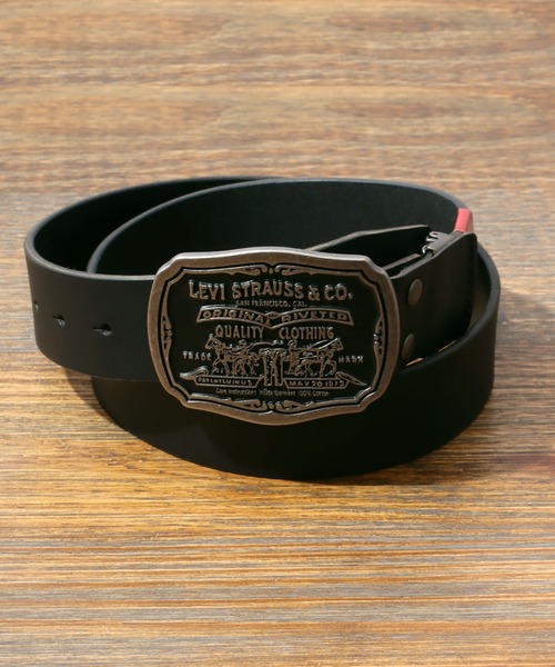 Levi's（リーバイス） ベルト TWO HORSE バックル レザーベルト メンズ