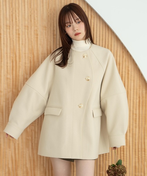 hinari（ヒナリ） コート アウター ウェーブデザインミドルコート