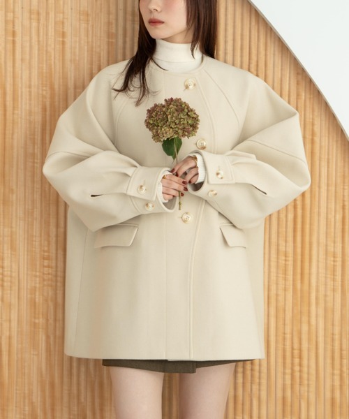 hinari（ヒナリ） コート アウター ウェーブデザインミドルコート