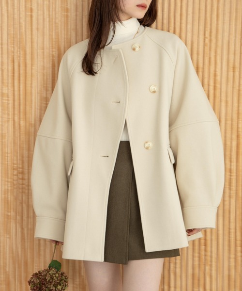 hinari（ヒナリ） コート アウター ウェーブデザインミドルコート