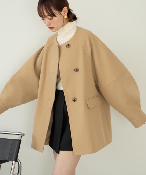 hinari（ヒナリ） コート アウター ウェーブデザインミドルコート