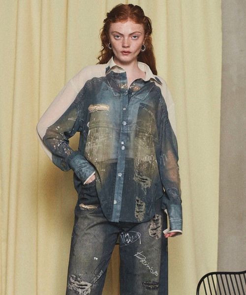 MAISON SPECIAL（メゾンスペシャル） ブラウス シャツ Denim Print