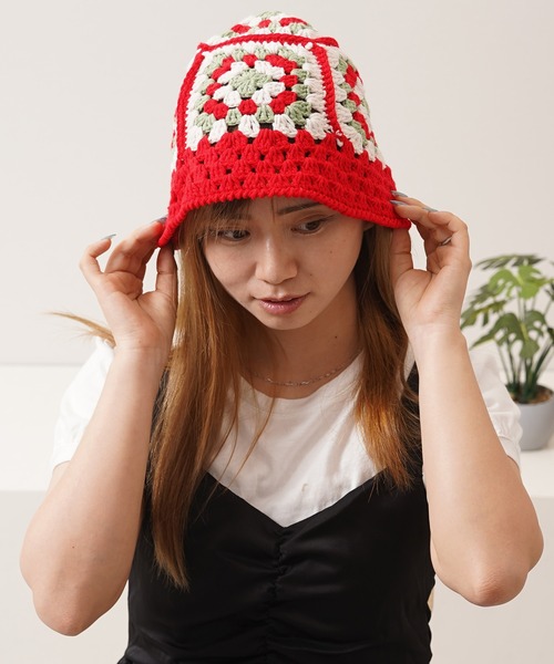 帽子 ハット カラフル クロシェハット / Colorful Crochet Hat メンズ