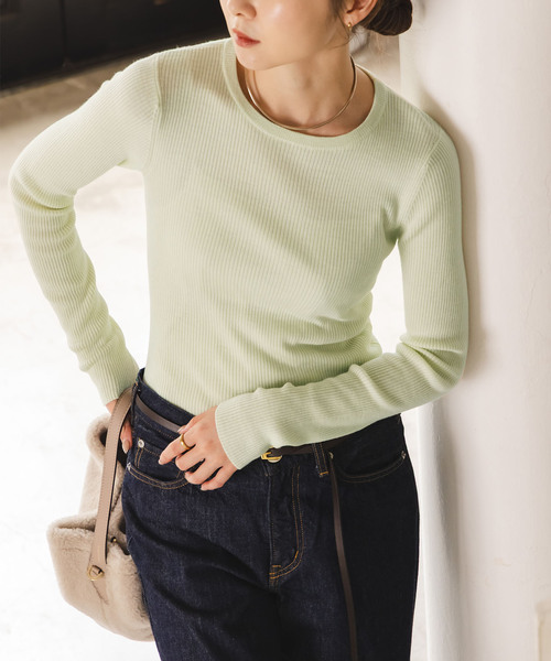 NOBLE（ノーブル） ニット セーター 「追加」リブクルーネックニット