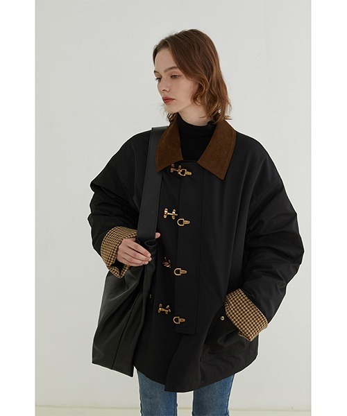ステンカラーコート コート コーデュロイカラーハーフジャケット